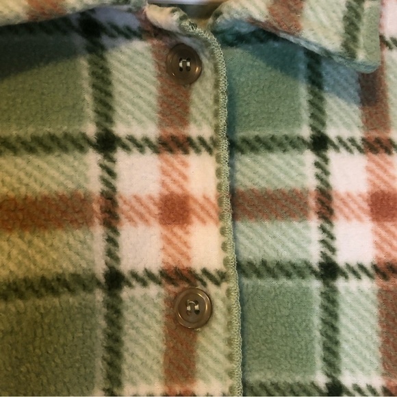 MAXWELL Womens Button Down Oversized Shirt/Shacket Green White Rust Size Small - Picture 5 of 7
